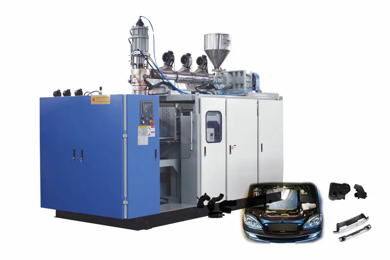 Blue blow molding machine and automotive component samples