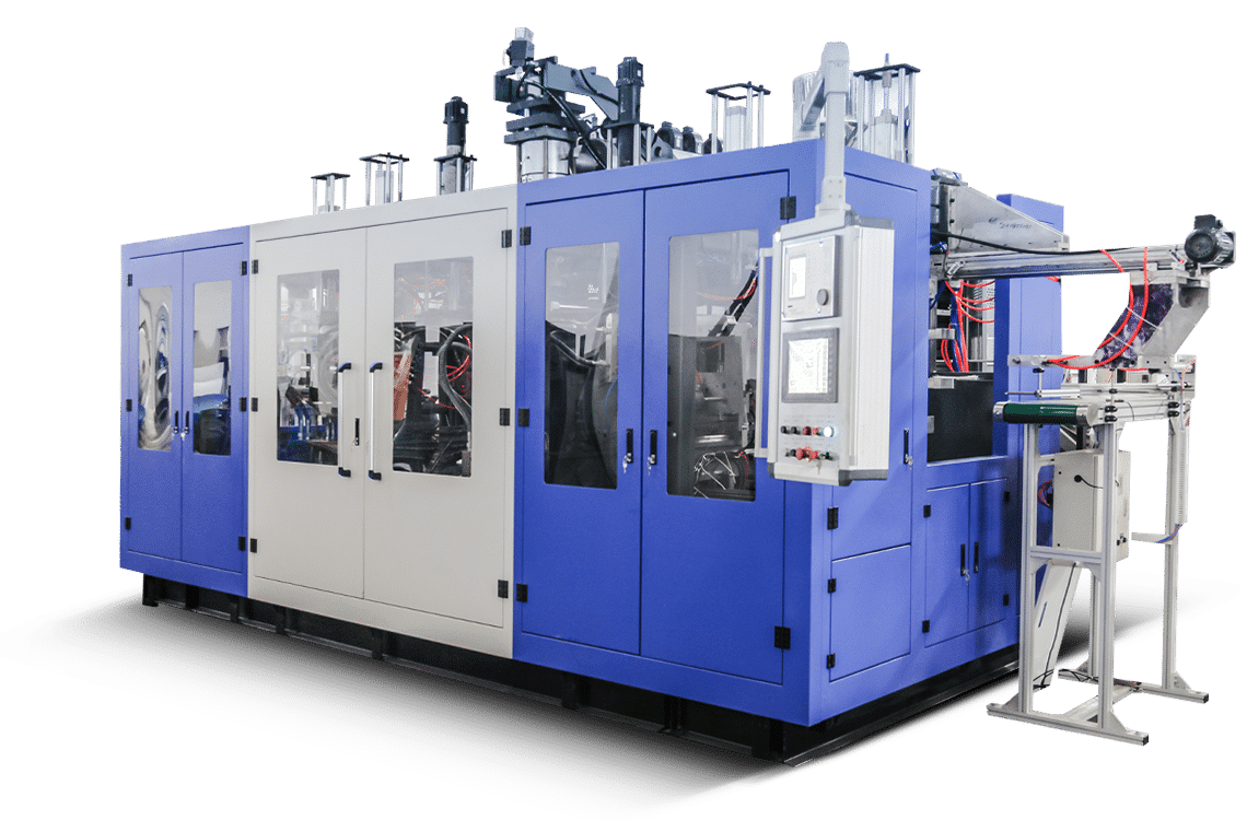 Large blue and white blow molding machine hero image