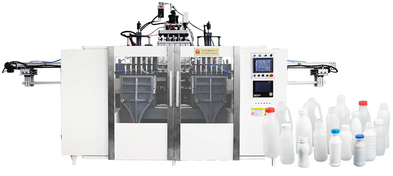 Multi-cavity blow molding machine with milk bottles