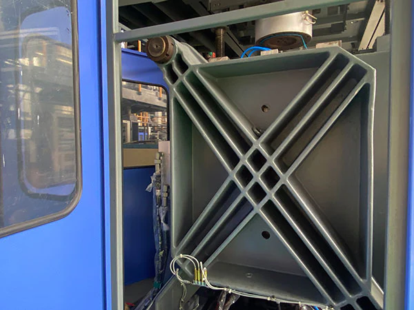 Rear view of mold platen and linear guides