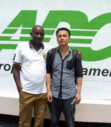 Two attendees at an exhibition